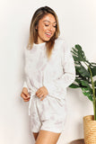 Double Take Floral Long Sleeve Top and Shorts Loungewear Set 