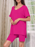 V-Neck High-Low T-Shirt and Shorts Set Two Piece Dresses