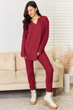 Basic Bae Full Size Notched Long Sleeve Top and Pants Set 