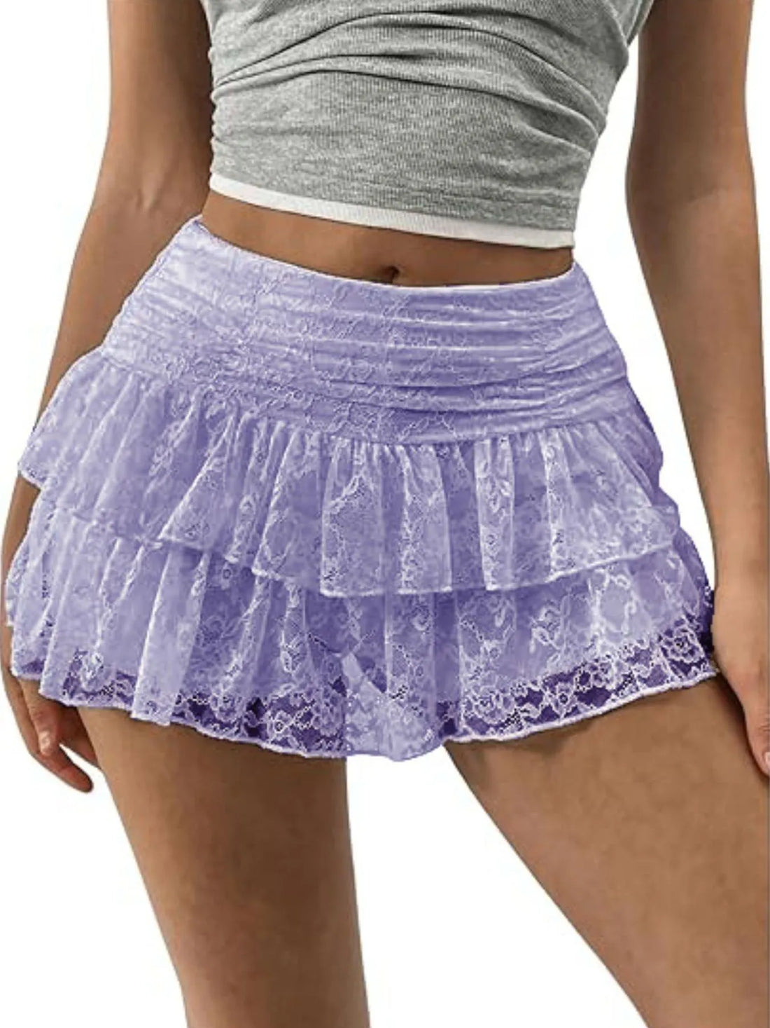 Lace Layered Mini Skirt 