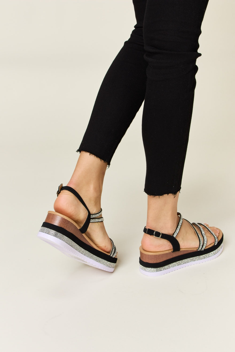 Forever Link Rhinestone Strappy Wedge Sandals 