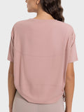 Millennia Drawstring Round Neck Short Sleeve Active T-Shirt 