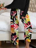Round Neck Top and Printed Pants Lounge Set Lingerie & Nightwear