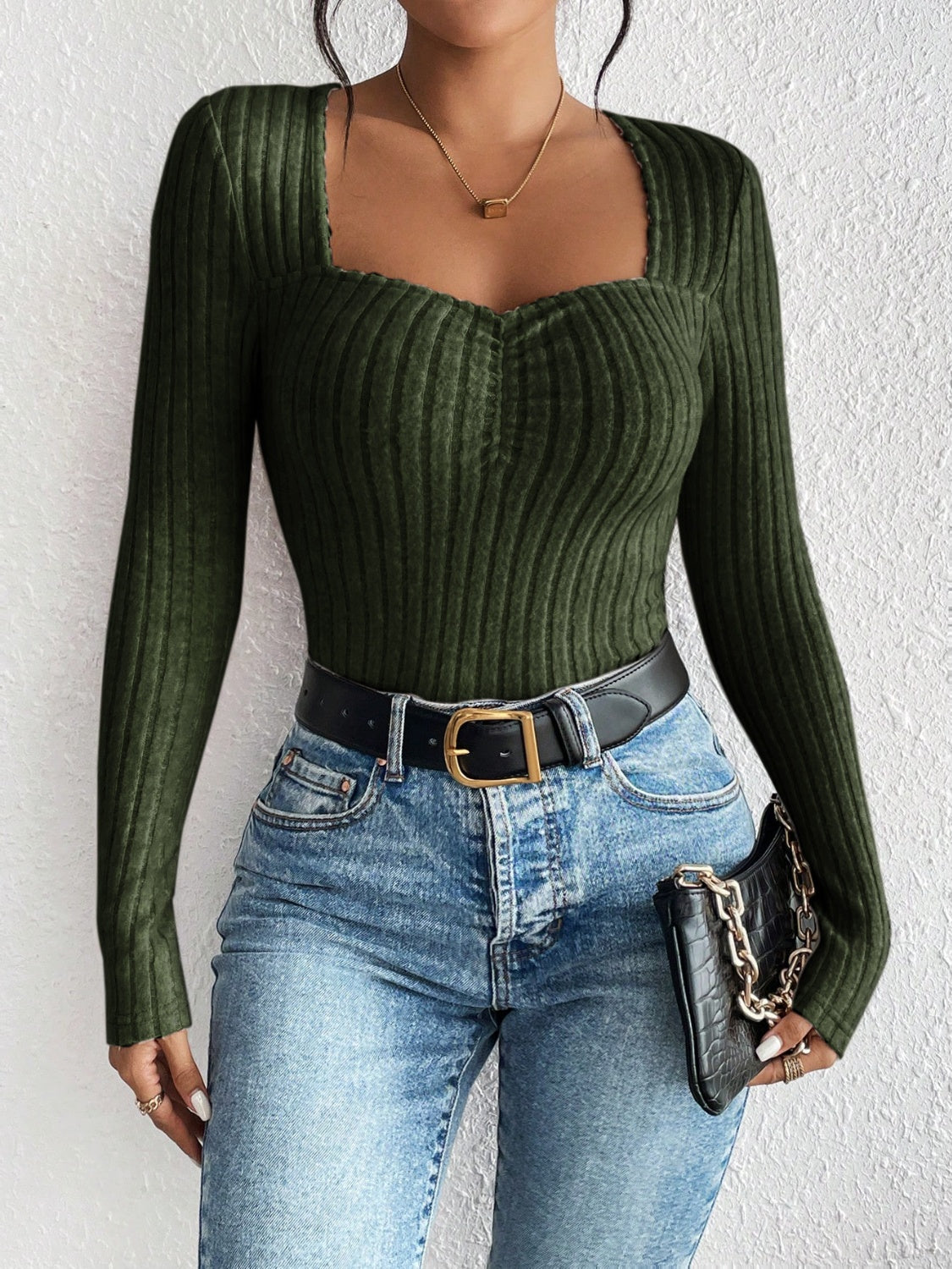 Honey Ribbed Long Sleeve T-Shirt 