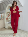 Short Sleeve Shirt, Bralette, and Pants Lounge Set Lingerie & Nightwear