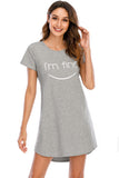 Graphic Round Neck Short Sleeve Lounge Dress 