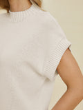 Double Take Full Size Mock Neck Short Sleeve Sweater 