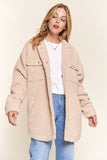 And The Why Teddy Sherpa Button Down Curved Hem Shacket 