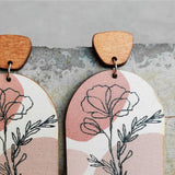 Geometrical Shape Wooden Drop Earrings 