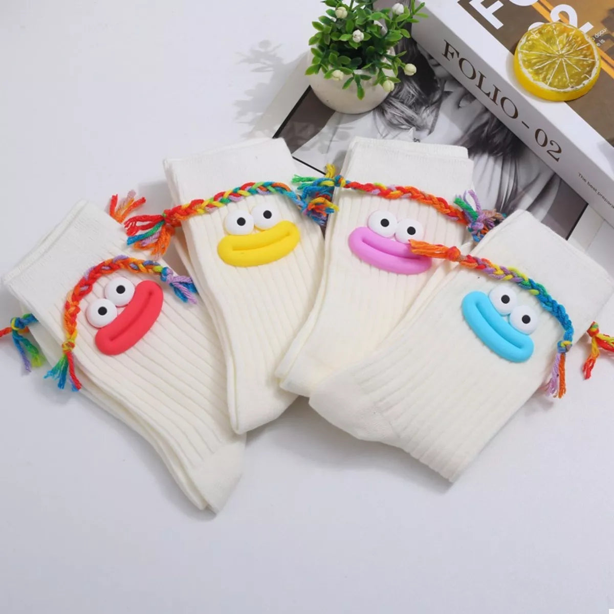 Cartoon Ribbed Knit Crew Socks Lingerie & Nightwear
