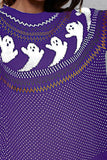 Ghost Pattern Round Neck Long Sleeve Sweater 