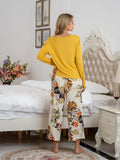Round Neck Top and Printed Pants Lounge Set Lingerie & Nightwear