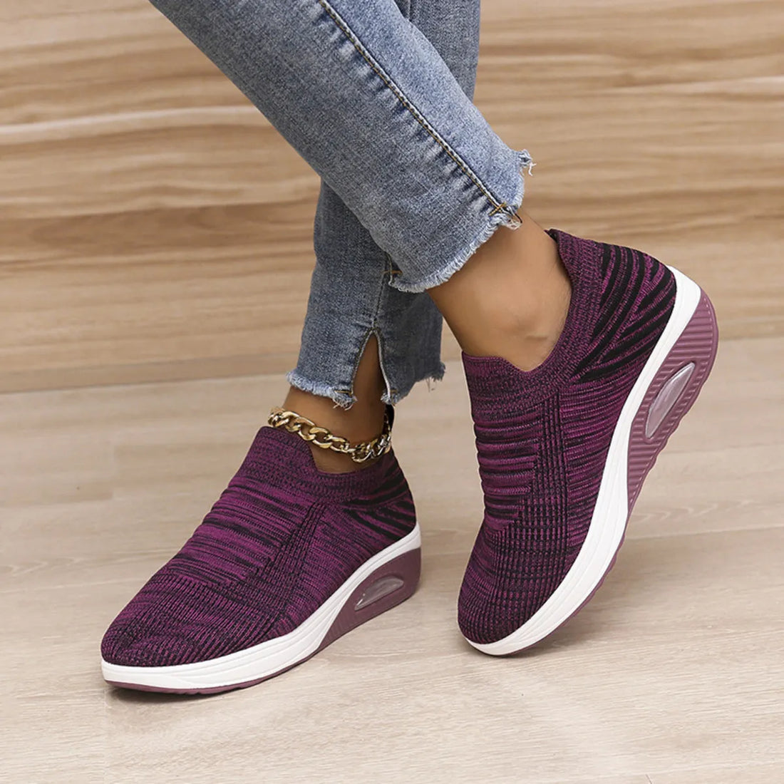 Breathable Mesh Wedge Sneakers 