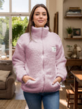 Full Size Turtleneck Zip Up Long Sleeve Sherpa Jacket 