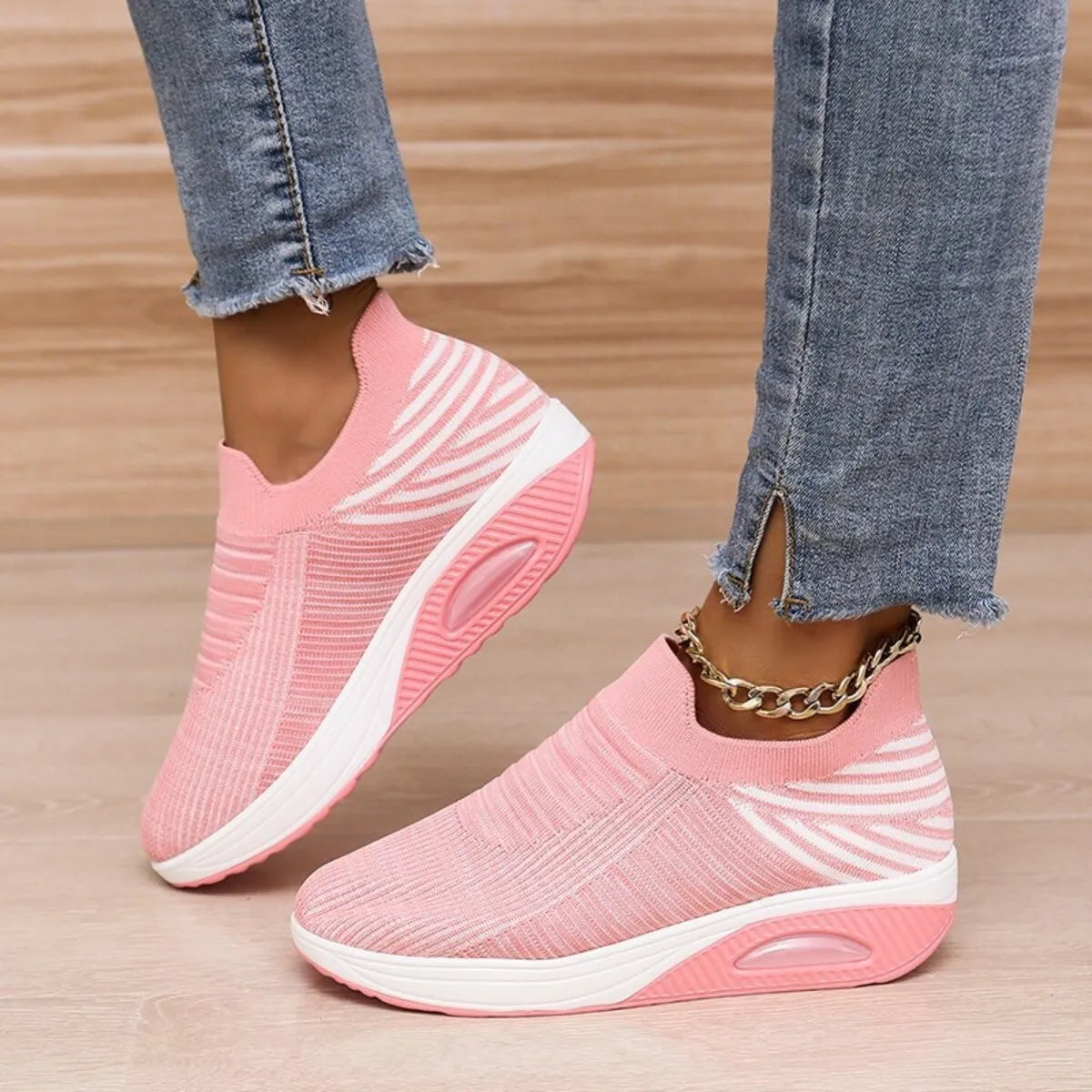 Breathable Mesh Wedge Sneakers 