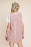 Cotton Bleu by Nu Label Contrast Striped Short Sleeve T-Shirt 