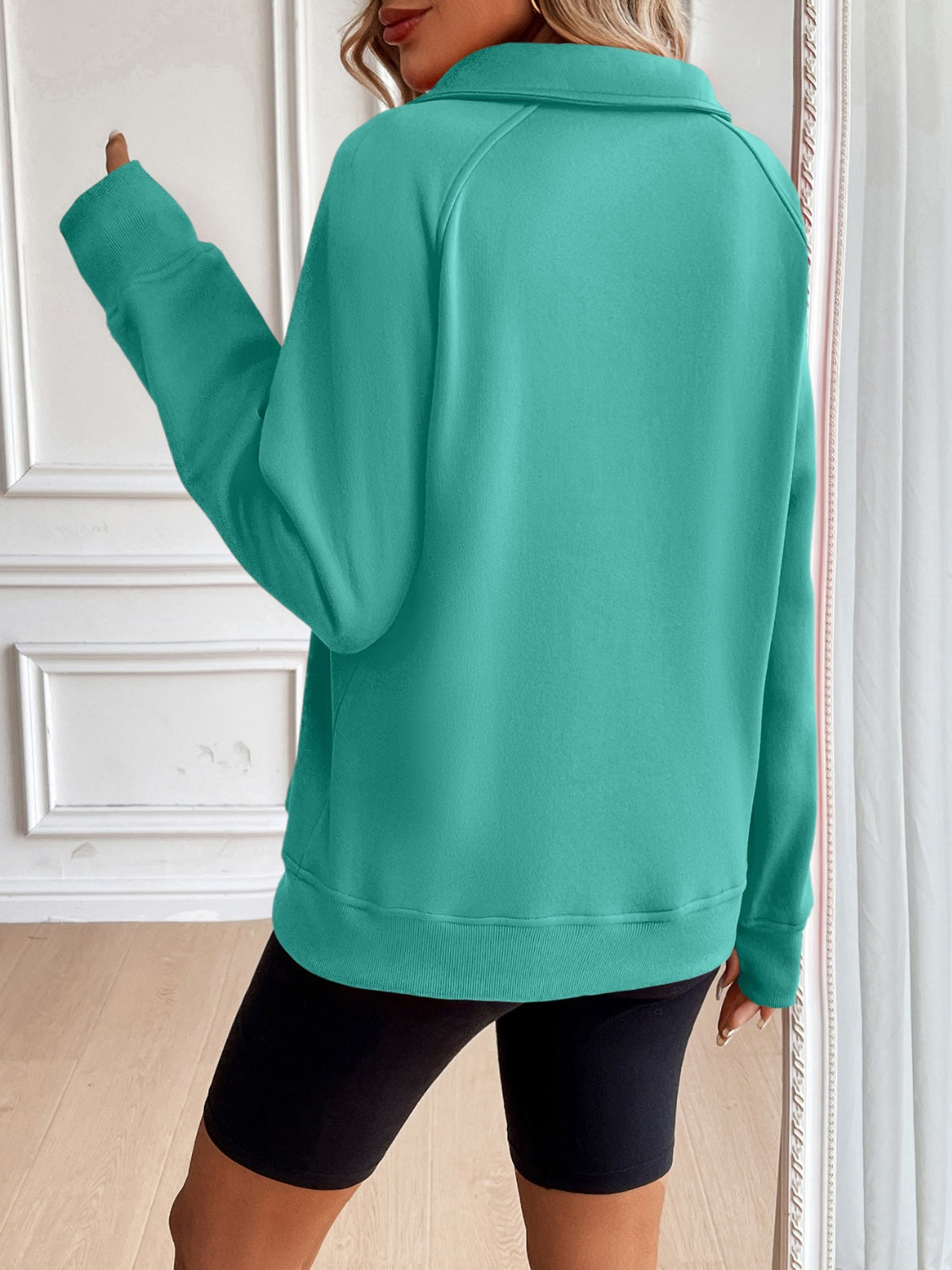 Ivy Lane Half Zip Raglan Sleeve Sweatshirt 