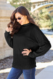 Basic Bae Full Size Ribbed Exposed Seam Mock Neck Knit Top 