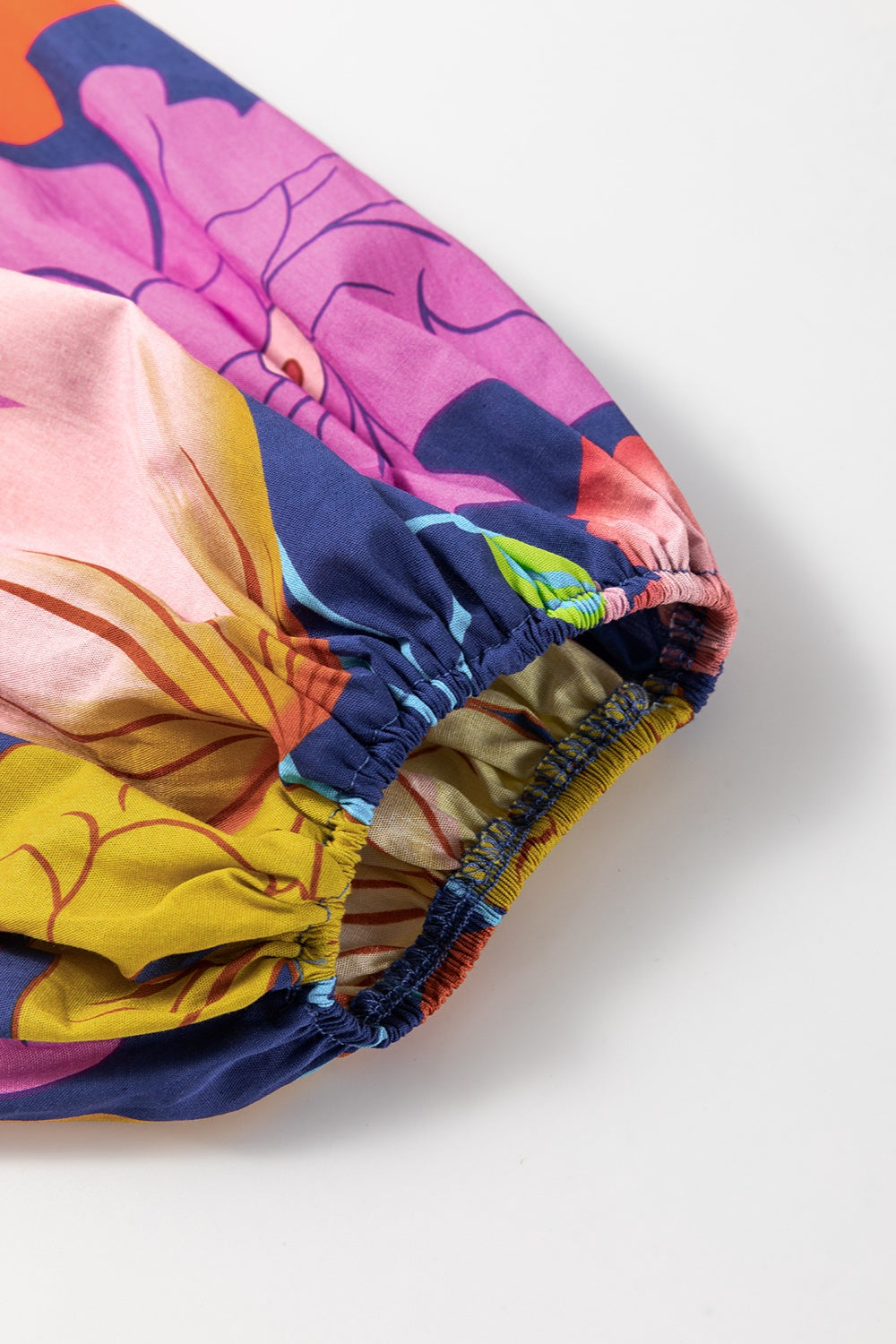 Plus Size Printed Tie Neck Long Sleeve Dress 