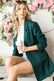 First Love Full Size Open Front Long Sleeve Blazer with Pockets 