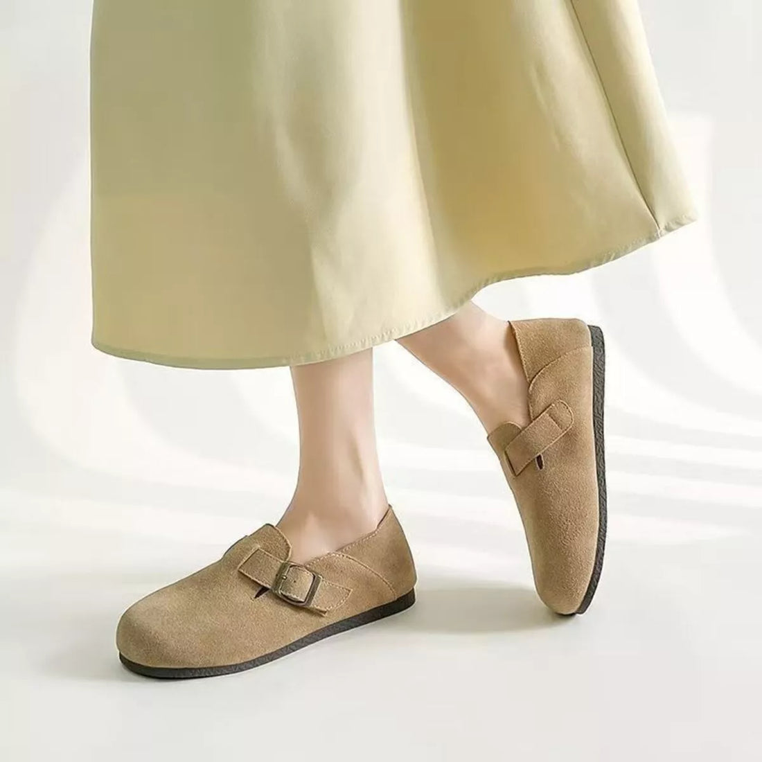 Round Toe Buckle Slip-Ons 