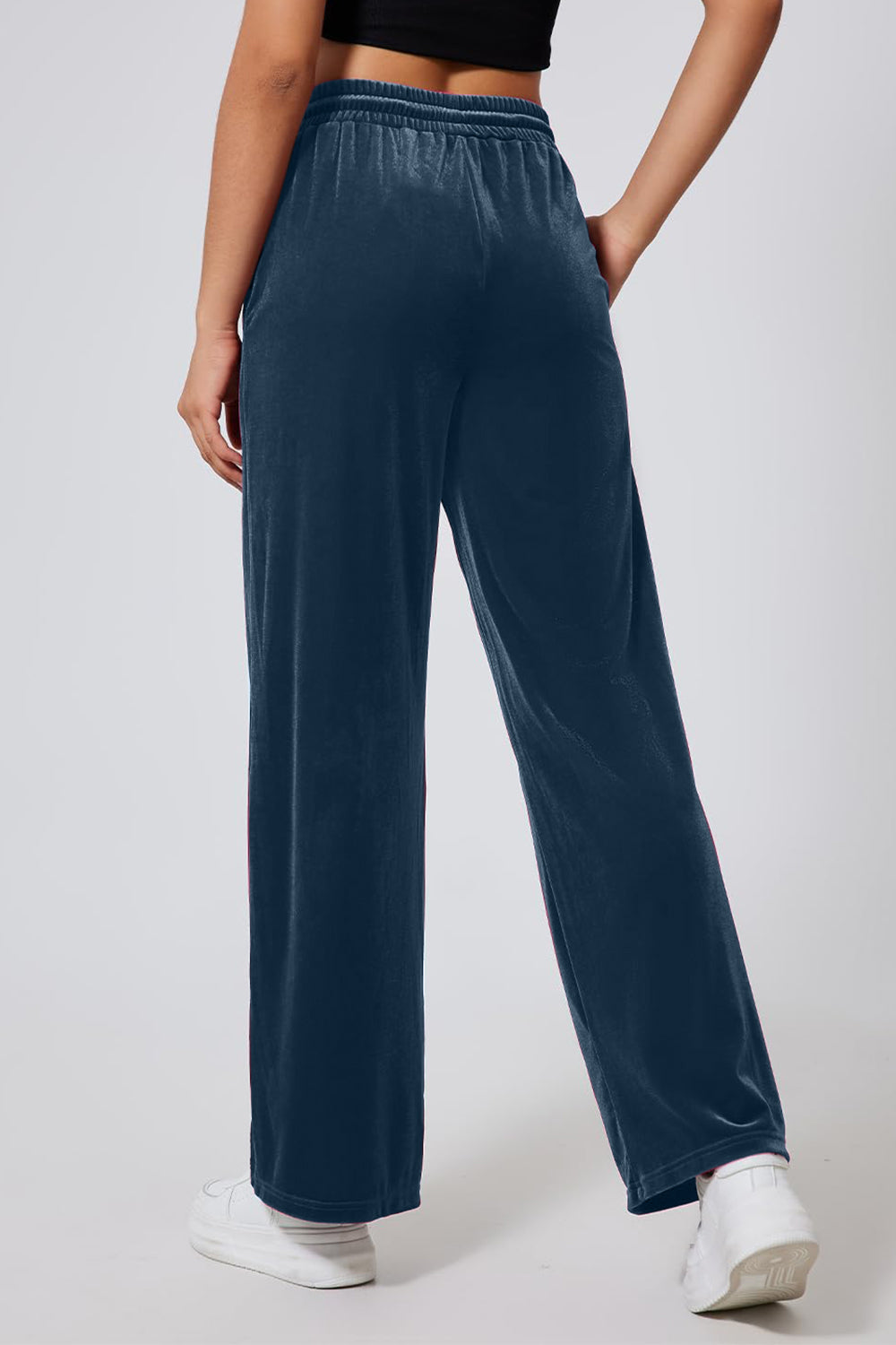 Drawstring Elastic Waist Straight Leg Pants 