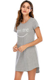 Graphic Round Neck Short Sleeve Lounge Dress 
