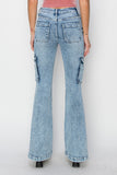 RISEN Full Size High Rise Cargo Flare Jeans 