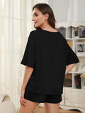 Round Neck Half Sleeve Top and Shorts Lounge Set 