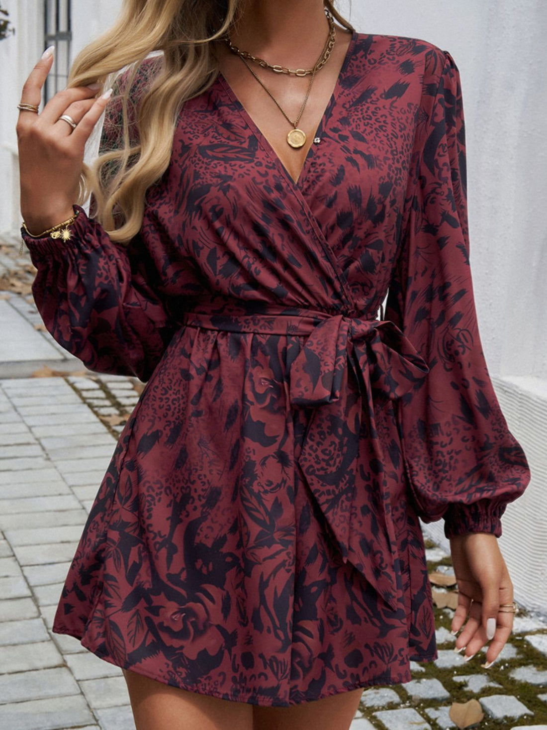 Devine Tied Surplice Long Sleeve Romper 