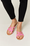 WILD DIVA Crisscross PU Leather Open Toe Sandals 