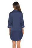 Button Up Collared Neck Night Dress with Pocket 