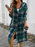 Devine Plaid Long Sleeve Hooded Coat 