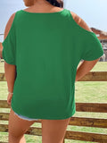 Plus Size Skeleton Graphic Round Neck Cold Shoulder T-Shirt 