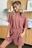 Double Take Full Size Round Neck Short Sleeve T-Shirt and Shorts Set 