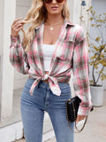 Mandy Plaid Collared Neck Long Sleeve Shirt 