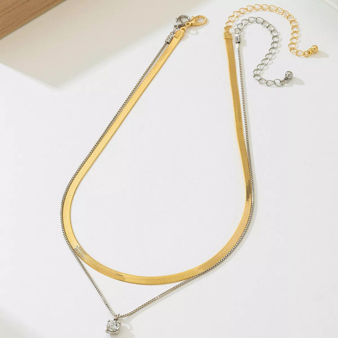2 Piece Minimalist Design Chain Pendant Necklace 