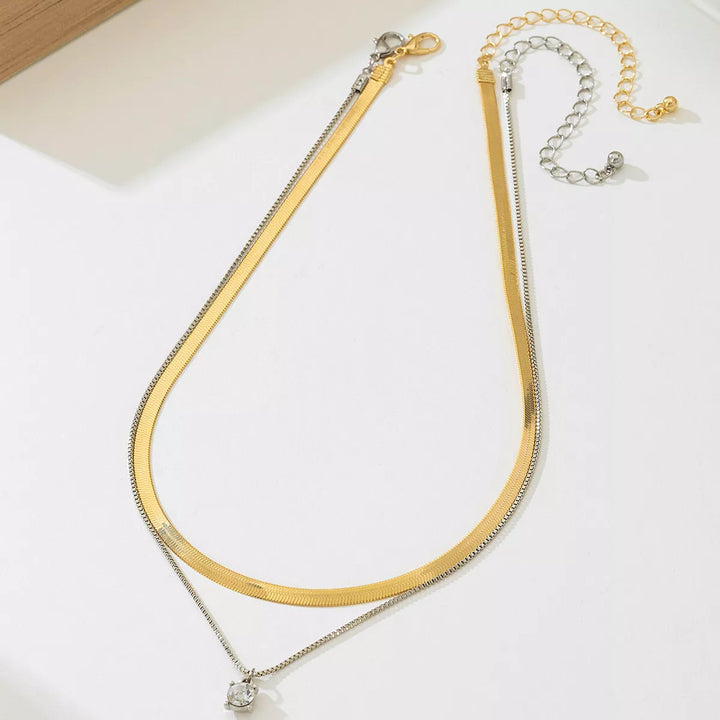 2 Piece Minimalist Design Chain Pendant Necklace 