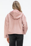How Dare U Drawstring Hem PU Leather Zip Up Jacket 