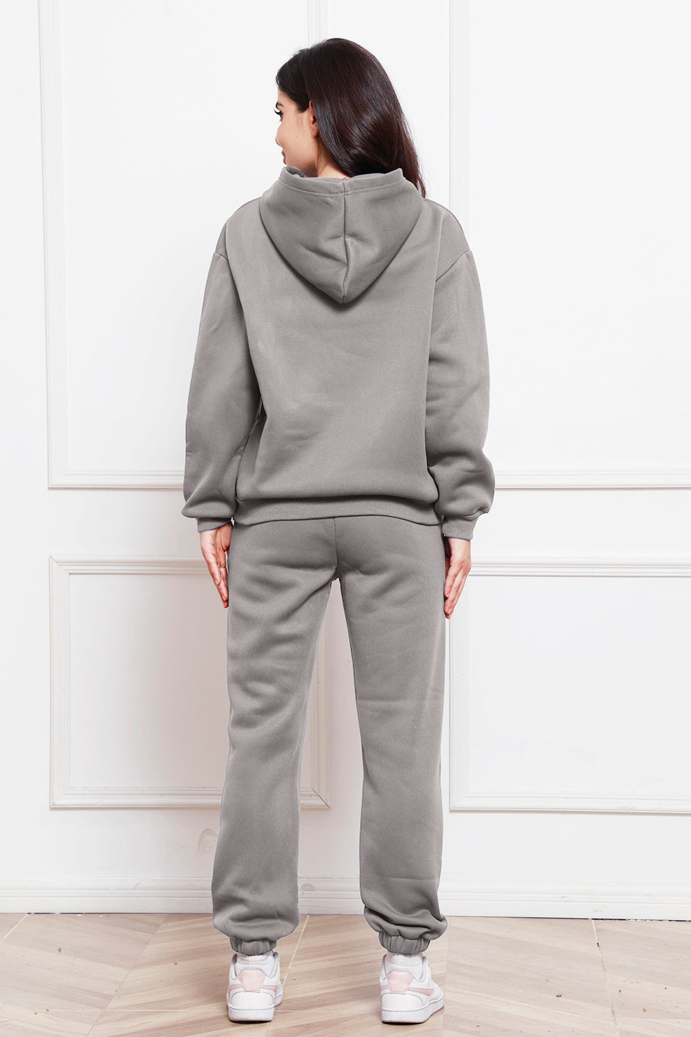 Drop Shoulder Long Sleeve Hoodie and Pants Set 