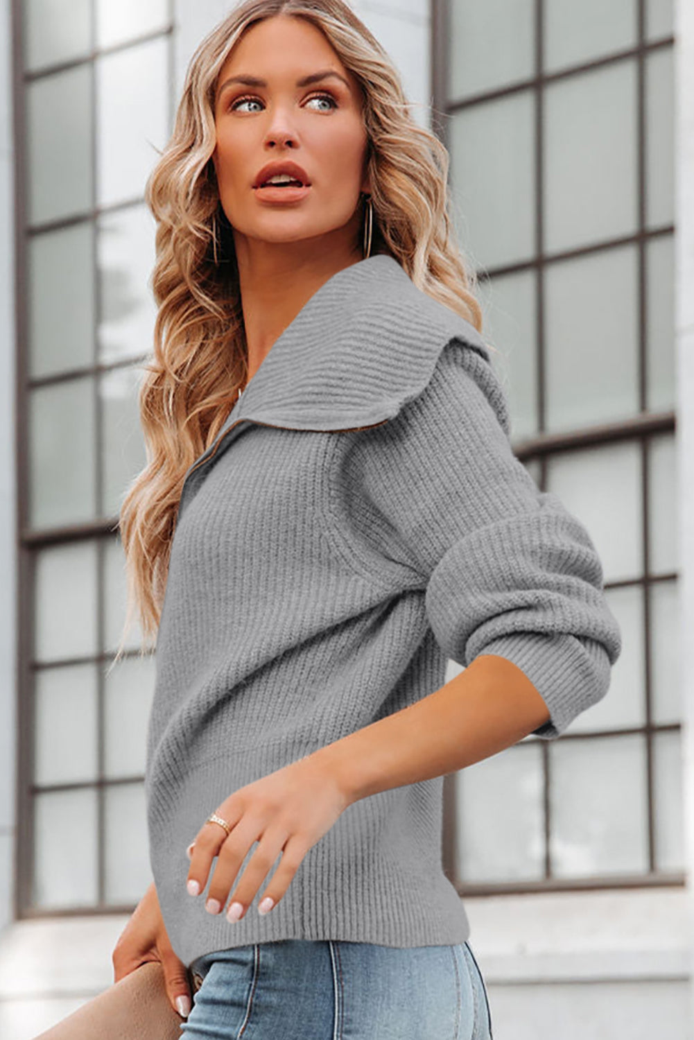 Zip Up Long Sleeve Cardigan 