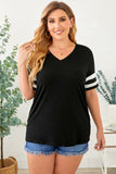 Plus Size Striped V-Neck Tee Shirt 