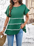Devine Round Neck Flounce Sleeve Blouse 