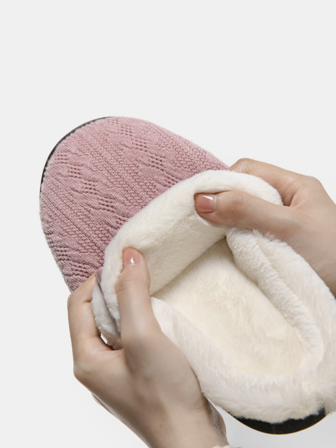 Horn Buckle Furry Texture Flat Slippers 