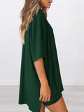 Full Size Oversized Slit Round Neck Top and Shorts Lounge Set Plus Size Lingerie & Nightwear