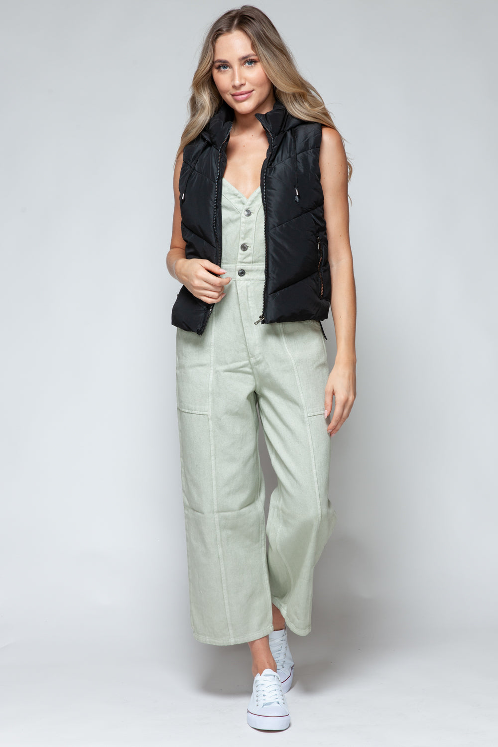 Snobbish Zip Up Quilted Hooded Vest 