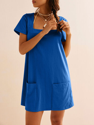 Lovelet Square Neck Short Sleeve Mini Tee Dress Dresses