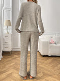 Ribbed Long Sleeve Top and Pants Lounge Set Lingerie & Nightwear