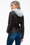 YMI Faux Layered Double-Zipper Jacket with Fuzzy Hood 