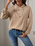 Perfee Asymmetric Mock Neck Long Sleeve Sweatshirt 